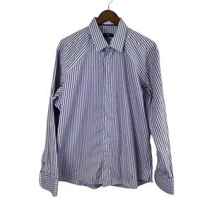Stone Rose Black Rivet Collection Purple Stripe Button Up Dress Shirt Size 5